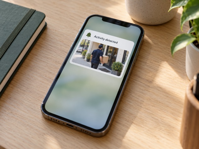 Conceptual image of a phone displaying an activity notification with a delivery thumbnail